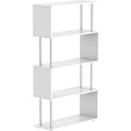 S Shape Bookcase, 5 Shelves, White Homcom