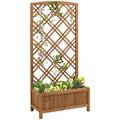 Wooden Raised Garden Planter With Trellis For Climbing Plants And Herbs Brown Outsunny