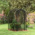 Steel Garden Fruit Cage with Zipped Door for Plant Protection 1.2 x 1.2 x 1.9m Black AOSOM