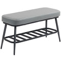 PU Leather Shoe Storage Bench With Padded Seat and Hidden Compartment, Grey