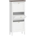 Slim Shoe Storage Cabinet for Narrow Hallways with 3 Flip Drawers and Adjustable Shelves White 60 x 26 x 134 cm Homcom
