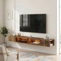 Floating Wall Mounted TV Unit with LED Lights, Storage, Cable Management for Tidy Living Room, Rustic Brown