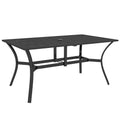 Black Rectangular Garden Dining Table with Parasol Hole Steel Frame 150cm x 90cm