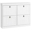 Shoe Storage Cabinet for Hallway Organisation with Four Drop-Down Compartments White AOSOM