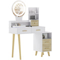 White Elegant Dressing Table with LED Mirror and Storage by HOMCOM