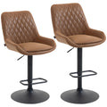 Set of 2 Retro Bar Stools with Comfy Faux Leather Ideal for Kitchen or Home Bar Orange AOSOM