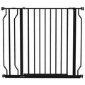 Extra Wide Dog Safety Gate with Walk Through Door for Stairs or Hallways Black