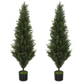 Artificial Cypress Trees Set of 2 for Low Maintenance Front Door Display 120 cm Green Homcom