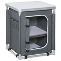 Camping Kitchen Unit with Shelves and Carry Bag for Organised Outdoor Cooking Grey