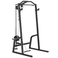 Home Gym Power Cage with 15 Level Squat Rack and Pulley System for Strength Training Black AOSOM