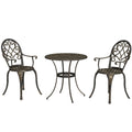 Three Piece Aluminium Garden Bistro Set Bronze Finish Weather Resistant by Outsunny