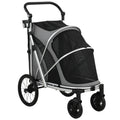 Dog Stroller for Easy Walks with Quick Fold and Mesh Windows Grey Silver Pawhut