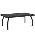 Rattan Coffee Table for Outdoor Relaxing with Easy Clean Surface Black Outsunny