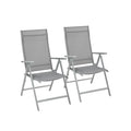 Set of 2 Grey Folding Garden Chairs with Heavy Duty Aluminium Frame by Songmics