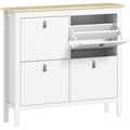White Modern Shoe Storage Cabinet with Four Deep Drawers for Hallway Organising by HOMCOM