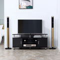 Black TV Unit For TVs Up To 55 Inches With Storage Shelves And Cupboard For Living Room