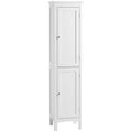 Tall Slim Bathroom Storage Cabinet With Adjustable Shelves And Double Doors, White