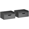 Set of 2 Wall Mounted Bedside Tables With Drawers Ideal for Small Bedrooms Black AOSOM