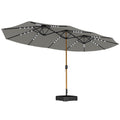 Garden Parasol with Double Canopy and Solar LED Lights for Large Patios Light Grey