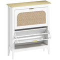Shoe Storage Cabinet for Narrow Hallways with 2 Flip Drawers and Adjustable Shelves White Oak 80 x 24 x 95.5 cm Homcom