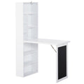 Wall Mounted Folding Computer Desk with Blackboard and Shelf for Home Office, White