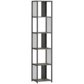 5 Tier Industrial Style Bookshelf with Sturdy Steel Frame for Home or Office, Grey