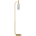 Modern LED Floor Lamp with Glass Shade and Foot Switch for Bedroom or Lounge Gold Tone Homcom