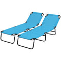Set of 2 Foldable Sun Loungers with Adjustable Backrest and Breathable Mesh Fabric AOSOM