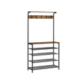 Industrial Rustic Clothes Rack with Shelves Hooks and Shoe Storage Organiser by Vasagle