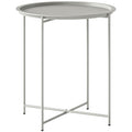 Folding Garden Side Table with Removable Tray for Easy Outdoor Serving White Outsunny