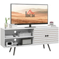 Modern TV Stand with Cupboard and Open Shelves for Living Room Storage White