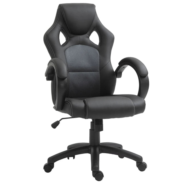 High-Back Faux Leather Desk Chair Black
