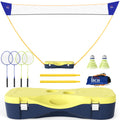 HOMCOM 2.8m Portable Folding Badminton Net Set with 4 Badminton Rackets and 2 Nylon Shuttlecocks for Adults Kids Indoor Outdoor