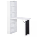 Image of a White Bookcase With Fold Down Desk and Chalkboard Space Saving Furniture For Small Spaces