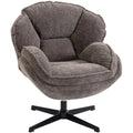 Swivel Accent Chair with Wingback Support for Bedroom or Living Room Comfort Grey AOSOM
