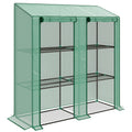 Three Tier Mini Greenhouse With Shelves For Patio Or Balcony Planting Green AOSOM