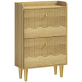 Slim Shoe Cabinet for Narrow Hallways with Adjustable Shelves and Top Storage Oak AOSOM