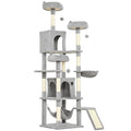 Tall Multi Level Cat Tree for Two or More Cats with Scratch Posts and Cosy Beds Light Grey