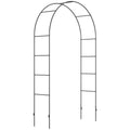 Black Metal Garden Arch for Climbing Plants Roses and Vines 240H cm by Outsunny