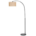 Black Floor Lamp with Adjustable Height and Dual Layer Shade for Living Room