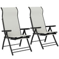 Folding Garden Recliner Chairs Set of 2 with Adjustable Back and Footrest Light Grey Outsunny
