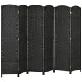6 Panel Folding Room Divider Freestanding Privacy Screen for Home or Office Use Black AOSOM