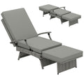 Grey Wicker Reclining Sun Lounger With Cushion for Garden, Pool, and Patio by Outsunny