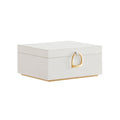 White Two Layer Jewellery Box with Handle and Organiser Compartments by Songmics
