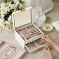 3 Layer Jewellery Box with Glass Lid and Drawers for Organising Accessories by Songmics