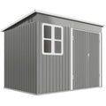 Galvanised Steel Garden Storage Shed With Lockable Doors and Base Kit, Light Grey Outsunny