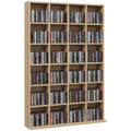 CD Storage Cabinet with Adjustable Shelves for Media and Display 89 x 130 cm ,Natural Wood