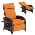 Garden Recliner Chair with Adjustable Backrest and Side Tray for Outdoor Relaxation Orange Outsunny