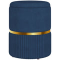 Velvet Storage Ottoman Bench with Hidden Compartment for Bedroom or Living Room Blue