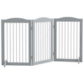Freestanding Foldable Dog Gate with Support Feet for Stairs and Doorways Grey